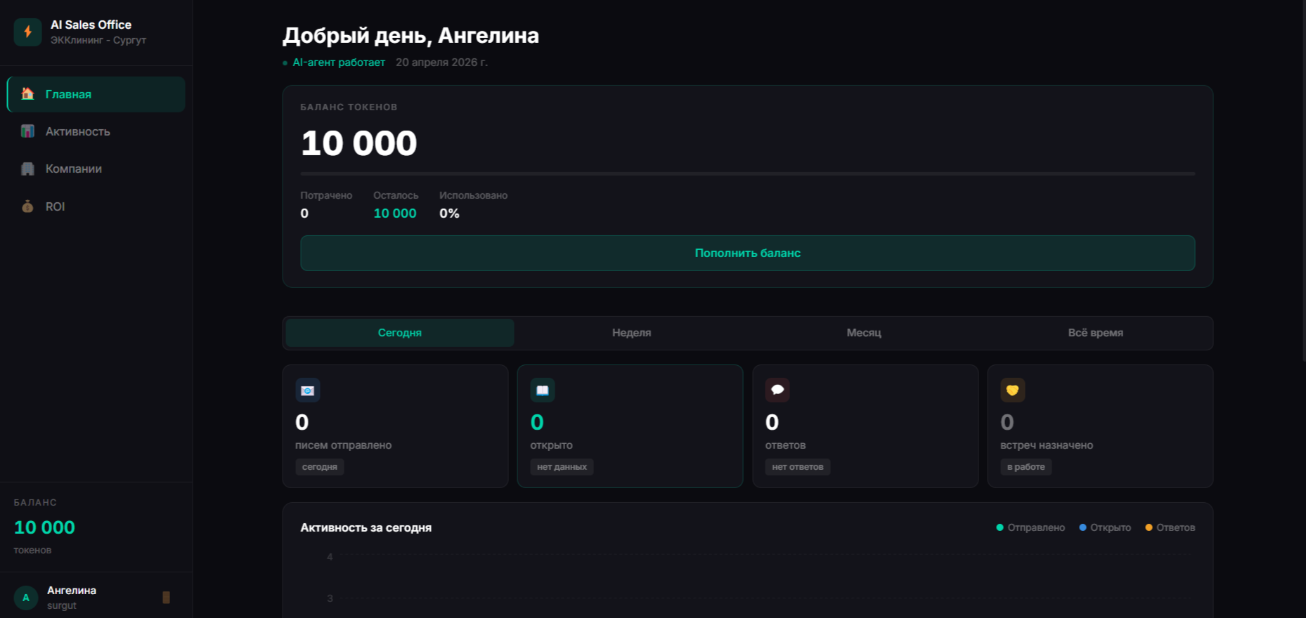 AI Sales Office — личный кабинет клиента